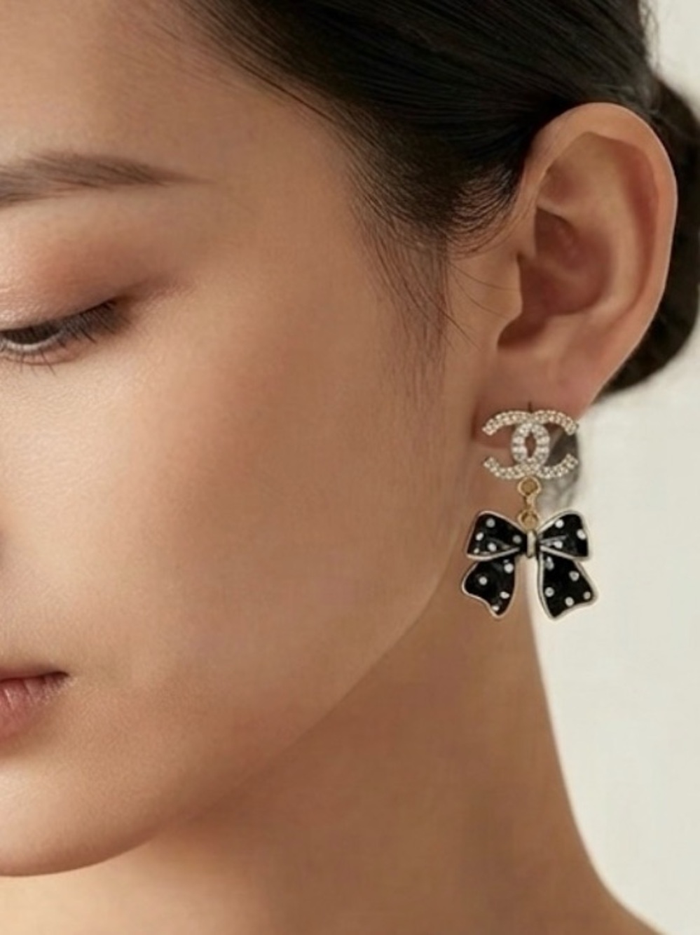 Chanel Bow Drop Earrings